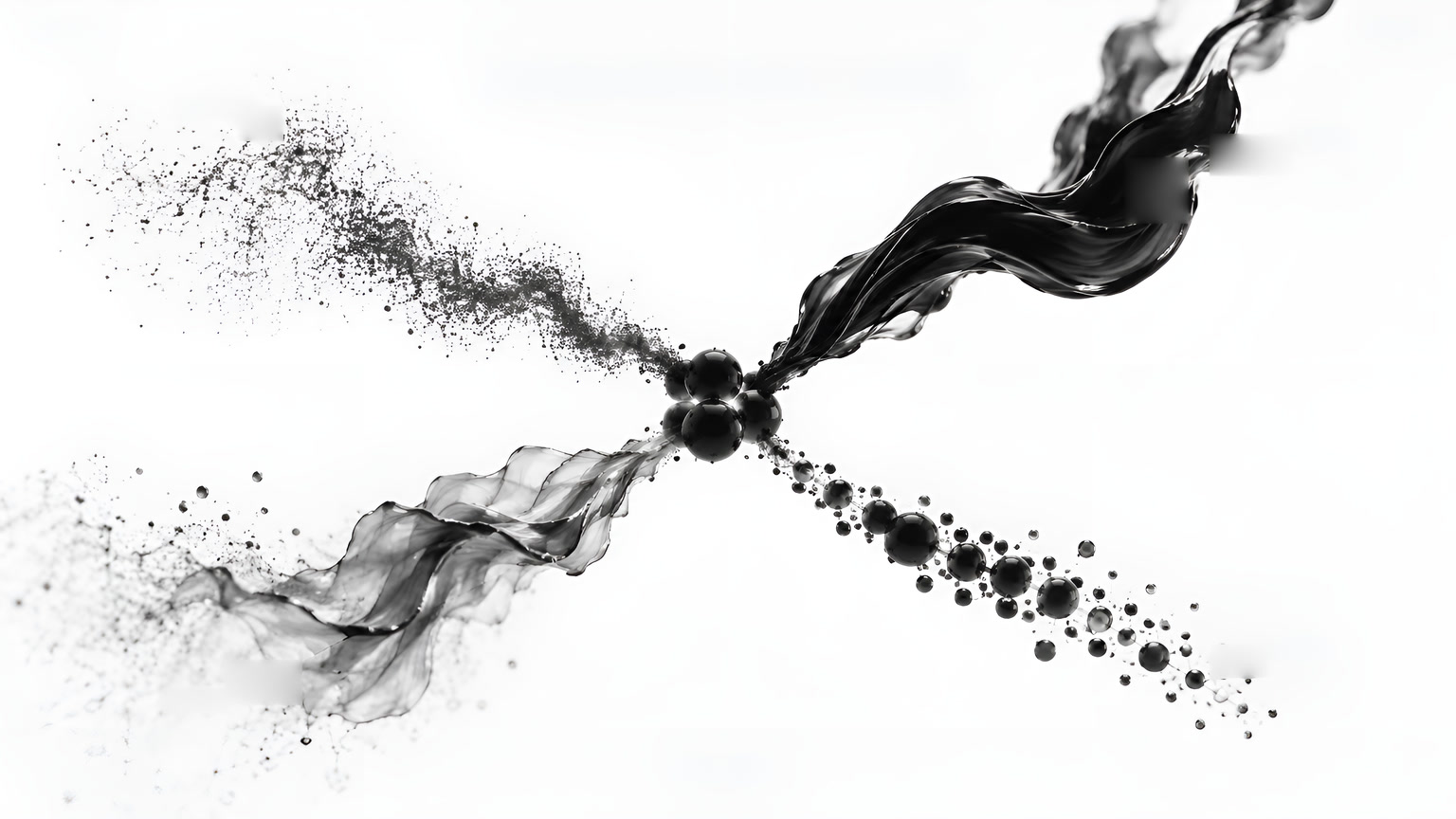 Four streams of ink leaving in four directions